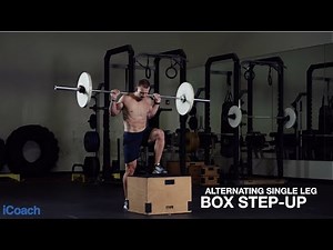 Barbell Back Rack Alternating Single Leg Box Step ups