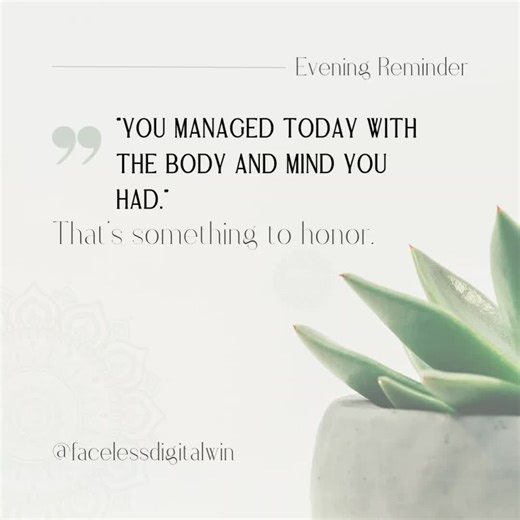Not all days feel doable — some are held together by quiet persistence. Let your evening be a soft landing, not a performance. You deserve calm. #EveningReminder #TheBarelySocialClub #GentleRest #SoftHealing #NeurodivergentSupport