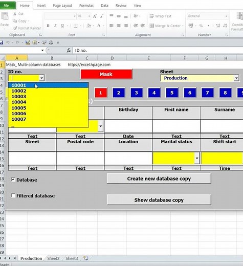 View Database Copy Multi column databases in Excel