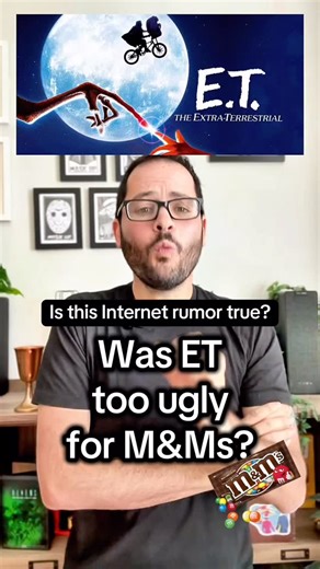 Is this movie rumor true: ET, the alien, was actually too ugly to be used by M&Ms? 🍫👽 Let’s find out. #moviefacts #et #80smovies #rumors | Eat Play Pixels