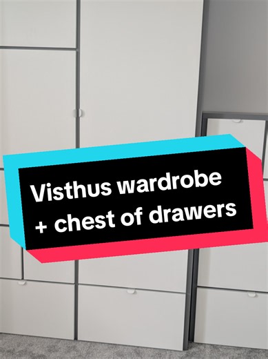 This is the Visthus wardrobe and chest of drawers. Modular look to it, this quite a large wardrobe. Building this in a smaller room is not recommended. The backing board slides in so plenty of space is required as the wardrobe needs to be flat on the floor. A Trotten metal drawer there too #ikea #home #bedroom