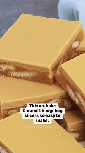 This easy no-bake slice features both condensed milk and Caramilk, so you know it's gonna be good! Get the recipe in the comments or Google “BestRecipes no-bake Caramilk hedgehog slice”. | Best Recipes