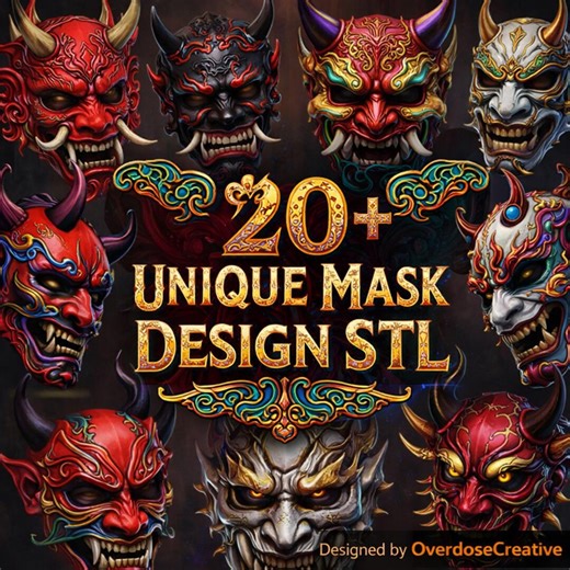Samurai Mask STL Bundle | 20  Japanese Demon Hannya 3D Print Files (digital Model) - Etsy