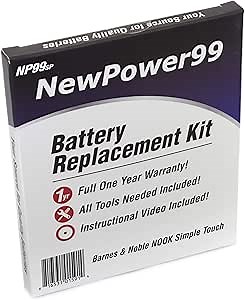 NewPower99 Battery Kit for The Barnes and Noble Nook Simple Touch with Tools, Video and Battery from