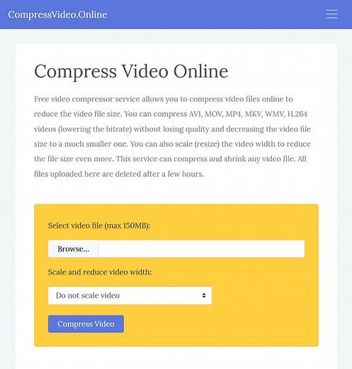 Compress video file free online