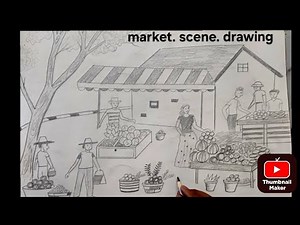 How to Draw a Market Scene Step by Step | Easy Market Drawing for Beginners