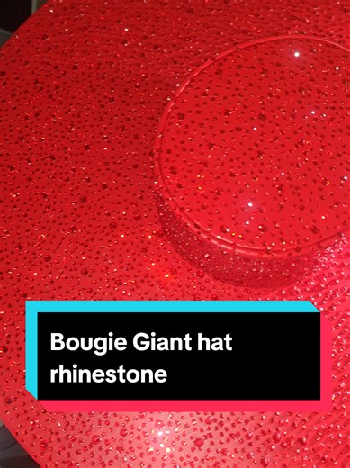 the biggest hat project currently in progress, this baby will be fully covered with no gaps! this hat is huge and has been so much fun to work on for the lovely Roxie Bordeaux #rhinestones #bling #showgirl #fireperformer #fashion