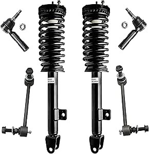 Detroit Axle - RWD 6pc Front Struts Kit for Chrysler 300 Dodge Charger Magnum, Complete 2 Struts with Coil Spring 2 Front Sway Bars 2 Outer Tie Rods 2006 2007 2008 Replacement