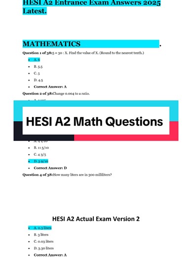 HESI A2 Math Questions #hesi #hesia2exam #prenursingstudent #hesia2help #hesia2