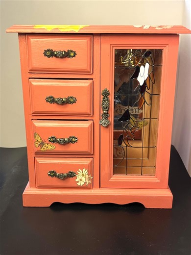 Whimsical Hand Painted Coral Fairy Floral Upcycled Vintage Jewelry Box - Etsy