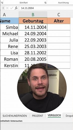 Alter in Excel berechnen (in Tagen) #excel