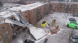 Drone footage: Wind causes roof damage to Woodmere apartments