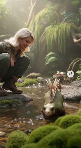 A Brave Little Step Into Water — Baby Stegosaurus Moment #Stegosaurus