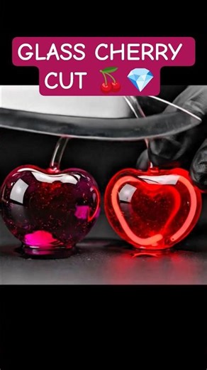 Cutting a Crystal Glass Cherry 🍒💎 #shorts #asmr
