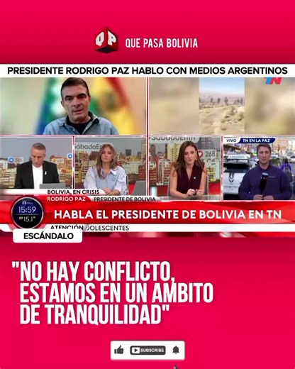 😱 ¿ES ENSERIO? 😲 #LaPaz | Presidente Rodrigo Paz, en entrevista para un medio argentino, dijo que en el país, no hay conflictos y que además estamos en un ámbito de tranquilidad, esto en contraste a las dos semanas de protestas de sectores sociales que piden su renuncia