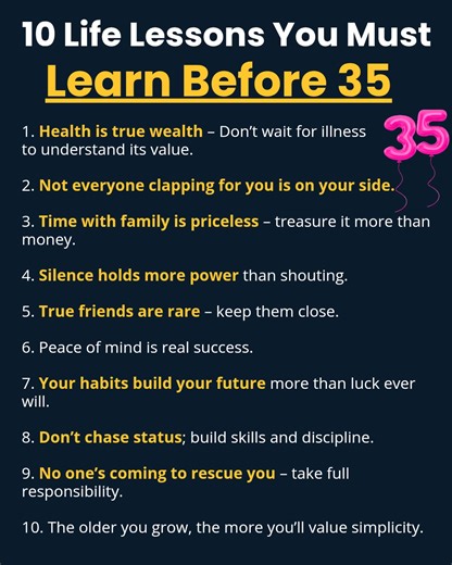 10K views · 70 reactions | 10 Life Lessons You Must Learn Before 35. | booksforaspirants | Facebook