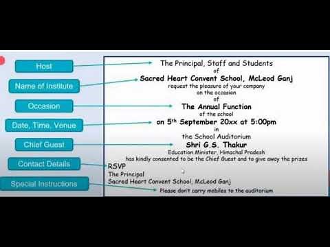 Invitation Class 12 English - Writing Skill - Official Invitation Card😎 Part 1