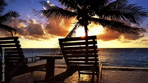 Caribbean sunrise in Mayan Riviera of Mexico