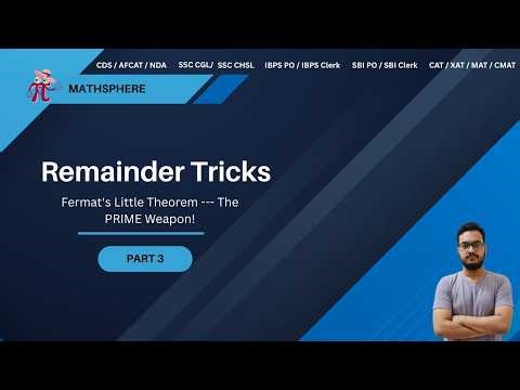 Fermat's Little Theorem | Remainder Trick for PRIME Divisors! ⚡ | SSC CGL, IBPS, CAT