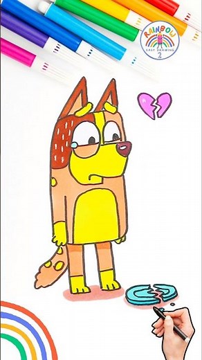 How to Draw Bluey | Draw Bluey Chilli Simple Drawing 🌈🐶 #bluey #short #drawing #forkids #sad