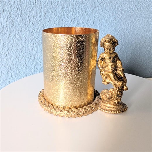 Vintage 1960s Cherub Bottle Holder Gold Vanity Mid Century Container - Etsy