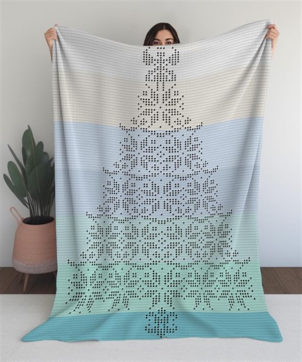 Elegant Snowflake Christmas Tree Filet Crochet Blanket Pattern