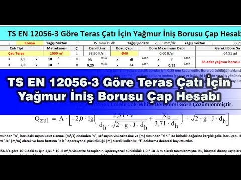 TS EN 12056-3 Göre Teras Çatı İçin Yağmur İniş Borusu Çap Hesabı (Açıklamayı Oku )