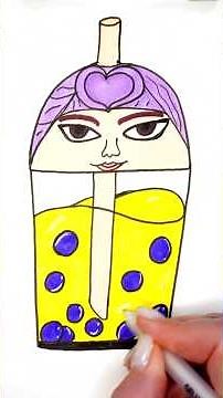 How to Draw Rumi KPop Demon Hunters Bubble Tea vs cupcake vs burger vs avokado #shorts