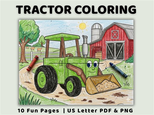Tractor Coloring Pages for Kids Farm Vehicle Printable Toddler Preschool Coloring Book Instant Download PDF - Etsy
