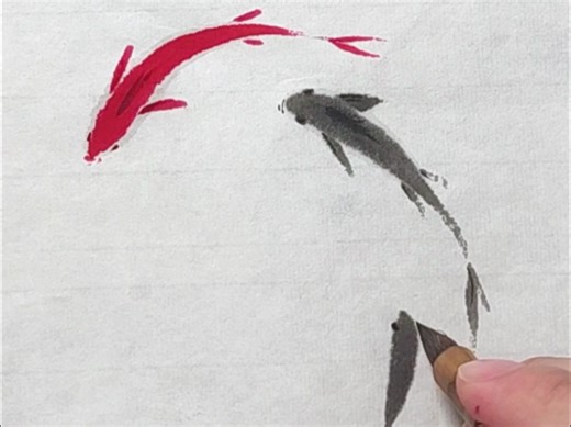 超简单写意金鱼教程