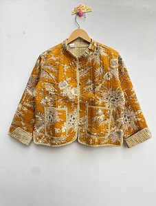 Indian Cotton Jacket, Quilted Cotton Jacket, Handmade Jacket, Jacket for Women, Boho Coat, Floral Jacket, Block Print Coat, - Etsy