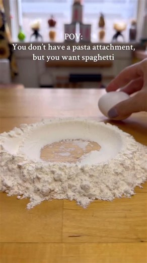 No pasta attachment no problem 💪 Recipe for one serving: 1 whole large egg 1/2 cup 00 flour Comment KNEAD & I’ll send you the link to my brand new cookbook which has all my tips and tricks to making pasta at home in addition to all my pasta recipes and methods for making pasta with or without a machine 💛 #pasta #pastalover #foodie #pastamaking #pastarecipe | Buona Pasta Club