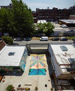 architensions reinterprets the tent typology with a public space activator in new york