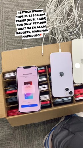 5.9K views · 310 reactions | RESTOCK iPhone 14PLUS 128Gb and 256GB (DUEL E-SIM)FOR ONLY ₱29,000 ARAT NA SA ALAM GADGETS, MAUNHAN NAPUD MO‼️ | ALAM Gadgets | Facebook