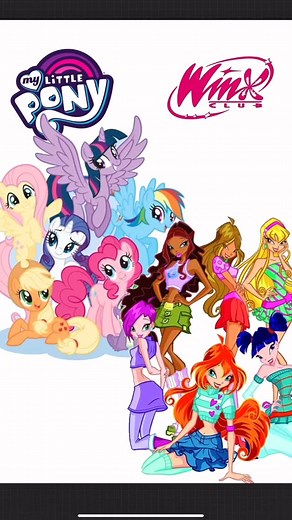Yara| Commissions are open|🇺🇦 on Instagram: "My little Pony x Winx Club crossover 😌💖💖 It was such a pleasure to draw these two universes together. SO here is the final reel💖 💜I mean, both Winx Club and my little pony were my childhood 💖😌 💖if u would like to see more mlp characters, please comment the name. 💖I also consider drawing them as monsters high. Or u would like Winx as ponies ?👀👀 #mylittlepony #mlp #winxclub #fluttershy #rarity #twilightsparkle #pinkiepie #rainbowdash #apple