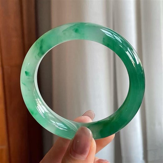 Type A Jadeite Bangle – Natural Ice-green Stone, Hand-carved, No Treatment | Elegant Gift for Her - Etsy