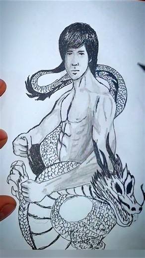 Bruce Lee Dragon Sketch Drawing 🐉 | Amazing Pencil Art #shorts #drawing #pencilart #sketch