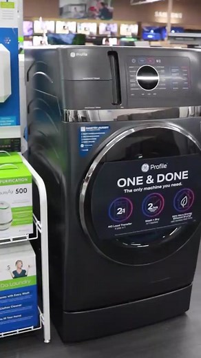 This GE All-in-One Washer / Dryer is all that you need. #GE #OneinDone #electronicexpress