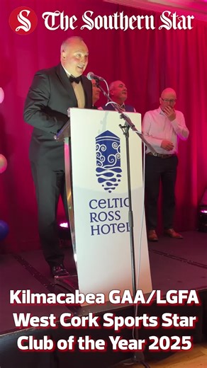 A historic night for the parish! Kilmacabea GAA & LGFA accept the Club of the Year award after an incredible season featuring FIVE county titles. From under-age success to the top flight, Leap is leading the way! 🏆