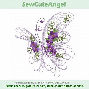 Rippled Butterfly - Machine Embroidery Designs Instant Download 4x4 5x5 6x6 Hoop APE3422-002 - Etsy