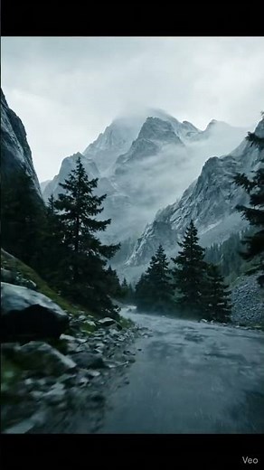 🏔️ Mountain Pass in the Gloom | Rainy Foggy Peaks Ambience 4K #mountainpassgloom