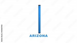 Arizona USA federal state map outline animation. Motion graphics.