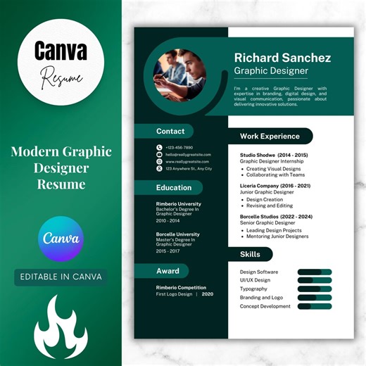 Graphic Designer Resume Template: Modern Canva CV, Creative Job Resume Layout - Etsy