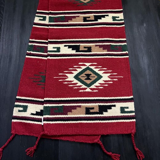 Unique Burgundy Long Modern Aztec Pattern Wool Table Runner 80" L - Etsy