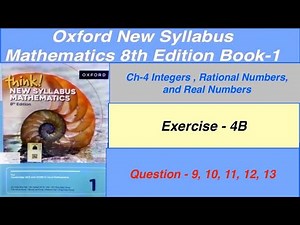 Exercise 4B Question- 9,10, 11,12,13 Oxford New Syllabus Mathematics 8th edition Book 1 | EX-4B D1