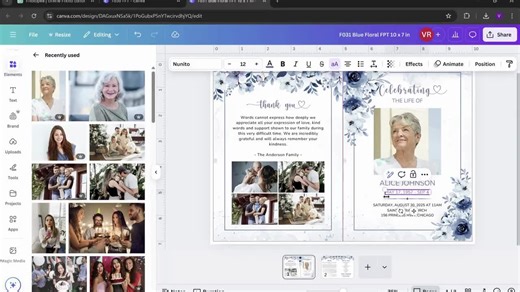 Digital Funeral Program Template Editable Canva Blue Floral Memorial Celebration Life Service Booklet Remembrance Ceremony Commemorative F31 - Etsy