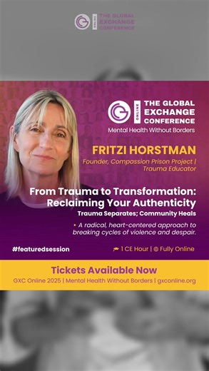 Join Fritzi Horstman at GXC Online to see how trauma education can transform lives - from prisons to the communities they return to. As founder of the Compassion Prison Project, Fritzi Horstman has worked with thousands of incarcerated people to address childhood trauma and its role in cycles of violence, addiction, and incarceration. In this 1 CE-hour session, she’ll share stories, strategies, and tools that bring humanity, healing, and hope into the most neglected corners of our society. ✅ Und