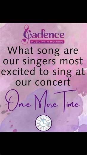 What song are our singers most excited to sing at our “One More Time” concerts? Join us tonight (11/22) at the Unitarian Church of Harrisburg at 7pm and tomorrow (11/23) at the Lutz Recital Hall in Blair Music Center of Lebanon Valley College at 3pm! | Cadence Chorus