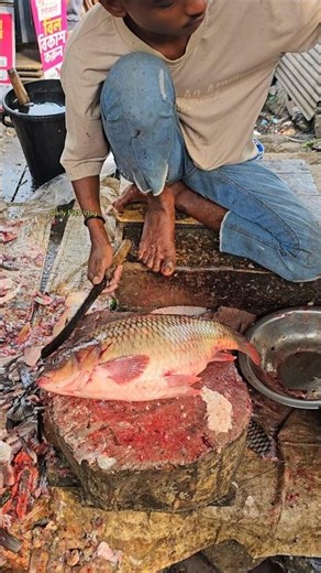 How To Cut & Clean Carp Fish At Fish Bazar 😱 #shorts