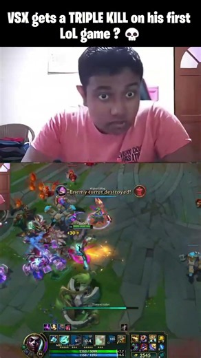 VSX gets a TRIPLE KILL on his first LoL game ?! 💀 #shorts #leagueoflegends #arcane